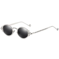 Occhiali da sole steampunk con montatura argentata incisa e lenti grigio scuro - Argento Grigio C4