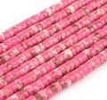 Macro detail of flat cylindrical rose pink stone spacer beads for DIY jewelry making - 4mm (Approx 160pcs) / Rose Red