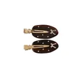 Fermaglio per capelli in acetato tartarugato con cristalli e fiocco dorato - Clip a becco d'anatra / Clip laterale / Clip a becco d'anatra marrone singola