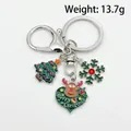 Silver Christmas keychain with enamel tree, snowflake, and Merry Christmas deer heart charm - ER1785-Heart Reindeer Tree Snowflake 8-shape Keychain