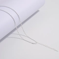 S925 Sterlingsilber Perlenkette mit ovalen Perlen und verstellbarem Karabinerverschluss - Silber