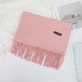 Écharpe rose en cachemire pour hiver avec détails à franges et texture douce premium - 70×200cm / Rose Bébé