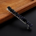 Macro di fermaglio per capelli in argento con pietre di arenaria blu scintillanti - Pietra del sole blu con clip d'argento