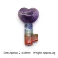 Seven chakra heart key pendant made of spliced natural crystals measuring 21x38mm - 38mm Heart Key Pendant