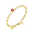 Minimalist S925 sterling silver 18K gold plated ring with a round red gemstone - US 5 / Light Gold + Royal Blue Stone