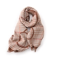 Bufanda de invierno de pata de gallo marrón y roja con motivos de corazón y flecos - Rojo Oscuro