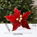 Deep red velvet poinsettia with gold glitter edges for Christmas tree decoration - Red Flocking
