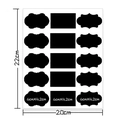 Detailed size chart for 15-count black PVC chalkboard labels measuring 22cm by 20cm - Style D (15 Pieces/22x20cm)