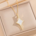 18K gold-plated stainless steel necklace with a star pendant in a jewelry box - White Shell Necklace (840)