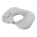 Portable light gray inflatable U-shaped neck pillow with integrated manual hand press pump - Crystal Velvet / Neck Pillow / Light Gray