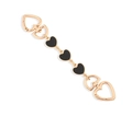 Golden heart charm chain extender with black enamel heart accents and snap hooks - Black Heart
