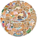 Pegatinas de capibara de dibujos animados impermeables para decorar portátiles y botellas - 50 Piezas Carpincho Animados/Bolsa