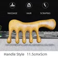 Sandelholz-Kopfhautmassagekamm mit 5 abgerundeten Zähnen und ergonomischem Messergriff - Massagekamm Mit Griff Aus Grünem Sandelholz