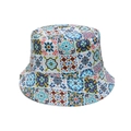 Chapeau de pêcheur bohème avec motifs géométriques colorés en toile de haute qualité - M (56-58cm) / Style de Collage Multicolore (A)