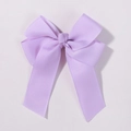 Handmade lavender grosgrain ribbon hair bow with double-layered streamers for children - Lavender