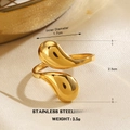 Polierter offener Edelstahlring mit Doppel-Wassertropfen-Design in Gold-Finish - Doppelter Wassertropfen Offener Stil (1129)