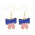 Independence Day American flag bow earrings with red white stripes and blue stars - Style 46-Star and Stripes Pattern USA Flag Bow Earrings