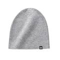 Gorro de punto de lana gris claro para invierno con textura de canalé y etiqueta negra - Talla única / Caqui