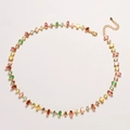 Rainbow colored baguette cut crystal necklace in 18K gold plated copper chain for women - Rainbow Rectangle (Gold Base)