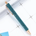 Luxury ballpoint pen encrusted with peacock blue crystals and rose gold metal accents - Peacock Blue (Rose Gold Parts)