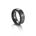 Minimalistischer 8mm schwarzer Wolframcarbid-Ring für Herren mit mattem Doppelrillen-Design - US 8 / Schwarz