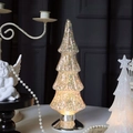 Funkelnde Champagner-Gold-Pailletten Glas-Weihnachtsbaumlampe mit warmem LED-Metallsockel - Bunte Pailletten Baum Turm Lampe 23CM (Inkl. Batterie)