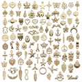 Assorted KC gold plated charms for DIY earrings and bracelets featuring stars and hearts - KC Gold Accessories Mix (HK593)