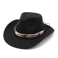 Vintage western cowboy felt hat in black with ethnic woven band and tassel detail - M (56-58cm) / Black