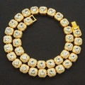 Golden heart-shaped Cuban link necklace with large clear zircons on black background - 18 inch / Gold (White Rhinestone)
