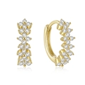 Macro shot of S925 silver flower hoop earrings with sparkling zircon petal details - Style 6 / Gold