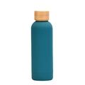 Matte peacock blue 304 stainless steel thermos with natural bamboo lid in variant style - Matte Glaze Green