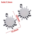 Steel color sun ray pendant in stainless steel with 16.6mm x 14.3mm size dimensions - 14x17mm Steel Color