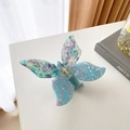 Blue marble texture acetate butterfly hair claw clip for elegant women styling - 11cm / Fantasy Blue