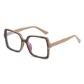 Chic tortoiseshell oversized square blue light glasses with sand beige temples - Tea Leopard Frame