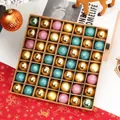 Set di 49 palline di Natale da 3cm in oro, ciano, rosa e verde in scatola di kraft - Set Oro Blu Rosa 3cm (49 pz)