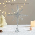 Estrella plateada de 25 cm para copa de árbol de Navidad en alambre con purpurina - Estrella Octogonal Plateada 25cm