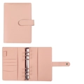 Pink PU leather A6 A5 binder journal with 6-ring binder, pen loop and card slots - Snap Style Pink (Cover Only)