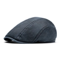 Gorra retro azul oscuro de ante envejecido con costuras clásicas y visera corta - Azul marino