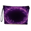 Violette Make-up Tasche mit Neon-Blumenmuster, Stoffgewebe und schwarzer Handschlaufe - Stil 4 (Neon Blende Floral)