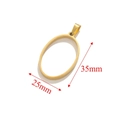 Oval gold stainless steel hollow charm pendant for jewelry making, 35mm by 25mm size - Oval / Gold