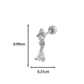 Silver cartilage stud earring with cubic zirconia bow design, 0.99cm in height - Three Zircon Drop Pendant (7#) / Silver