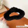 Plush black winter hair claw clip 12cm size made of soft faux fur for women - Black Maillard Style Plush Scrunchie