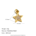 Sparkling 18K gold stainless steel star charm pendant with crystal rhinestones - Zircon Five-Pointed Star Pendant - Gold