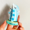 3D resin fridge magnet featuring Dubai Burj Al Arab design with blue and white finish - (20) Burj Al Arab Dubai
