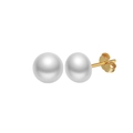 S925 sterling silver studs with round white natural freshwater pearls in golden finish - 5-5.5mm / GPE104-14K 5-5.5mm Simple Pearl Studs / Gold