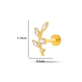 Piercing labret in titanio dorato con ramo di cristallo e dimensioni del prodotto - Stile Ramo Marquise (588-7#金)