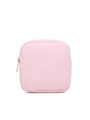 Pink corduroy mini cosmetic pouch with gold zipper for portable travel storage - Pink