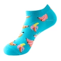 Sky blue low cut ankle socks featuring vibrant cartoon banana fruit prints and ribbed cuffs - One Size (36-44) / C43 Blue Banana