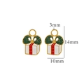 Christmas gift box charms in gold finish with red and white enamel detailing - Plaid Gift Box