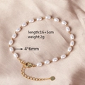 Detail of white pearl bracelet with gold chain, dimensions 16+5cm length and 4x6mm pearls - Rice Pearl Bracelet (4x6mm)